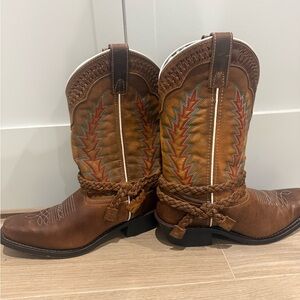 Women’s Brown Western Ankle Booties with Embroidered Shaft